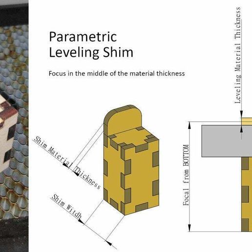 parametric freecad table levelling shim laser cutter bed level leveling created with customizable k40 lasercut lasercutter cut engraver made parameterized parametrizable diy 3D print model - Mito3D