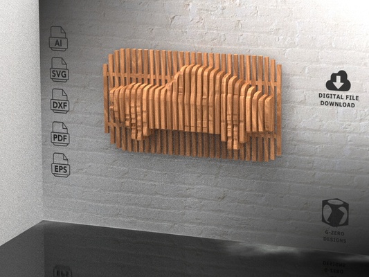 paramétrique mur mustang 500 évolutif conception accueil maison cnc laser bois parametric wall ornement cool unique 3d print model - Mito3D