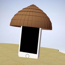para-Telefon 2 gadget smartphone paraphone Sonnenschirm Meeresküste safeguard coconut tree 3d print model - Mito3D
