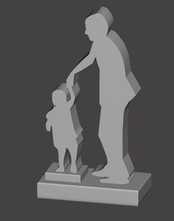 parent family child holding hand dad father day trophy statue abstract art 3d print model - Mito3D