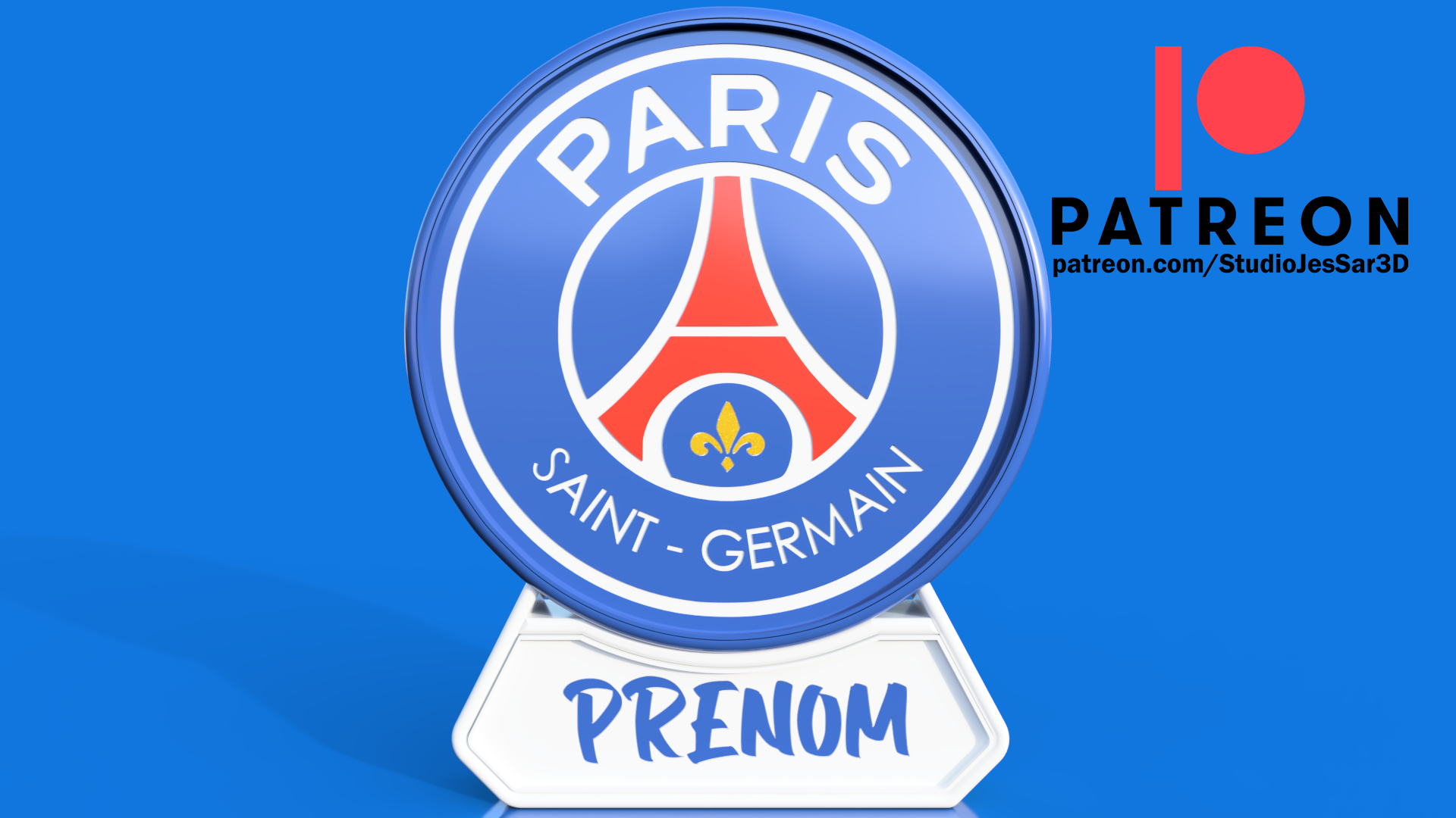 paris saint germain lampe v2 LED décoration PSG Paris Saint Germain Nom football sport 3D print model - Mito3D