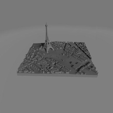 paris city eiffel tower art district 3d topography 3d print model - Mito3D
