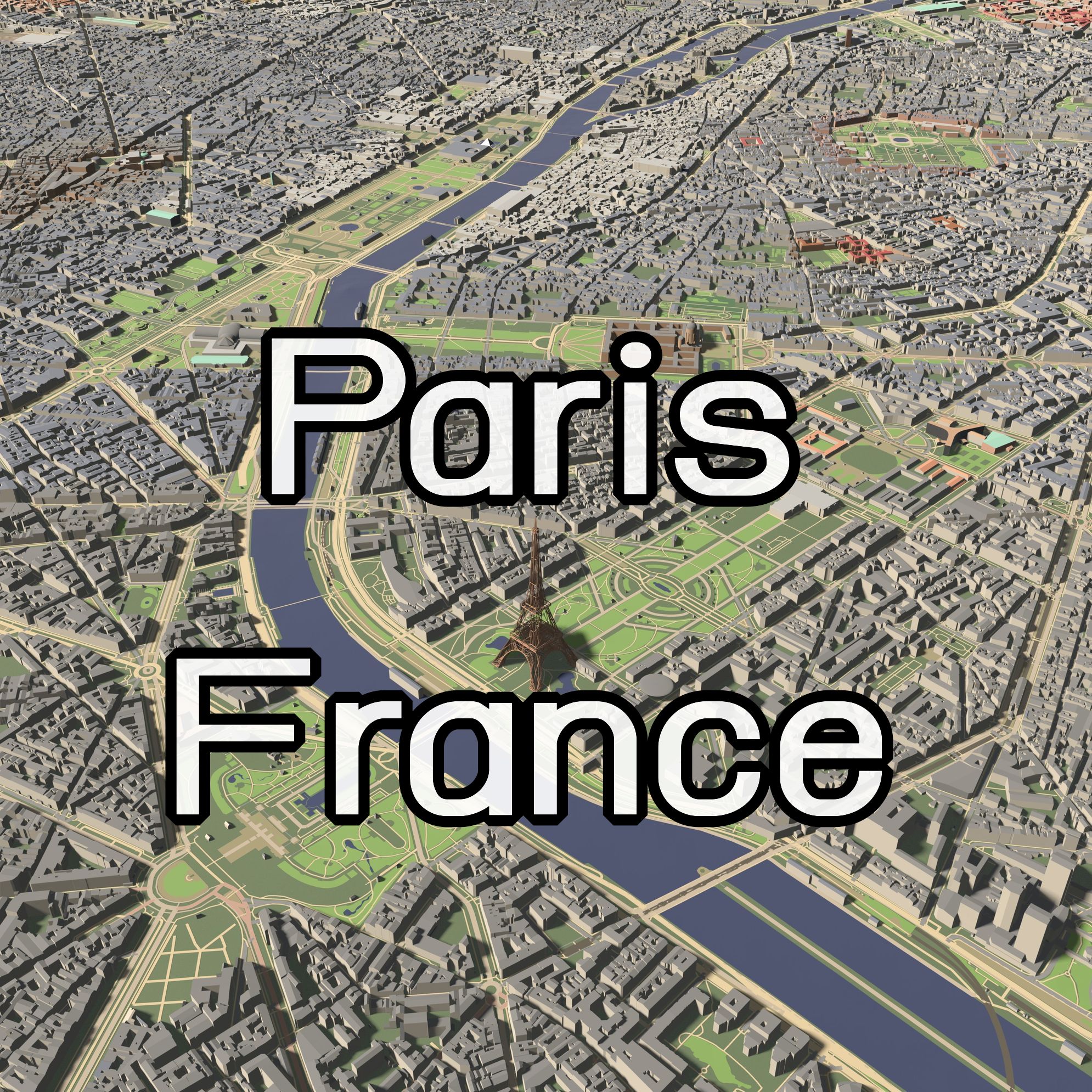 parigi francia città urbano carta geografica europa olimpico nazione mondo edificio grattacielo strada viaggio eiffel notre dame louvre torre 3D print model - Mito3D