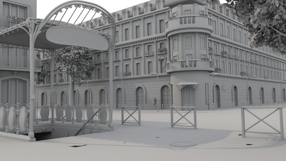 Paris Vizinhança metro estação metrô arquitetura cidade construção urbano ilustração estilo ônibus casa janela hotel Vila 3d print model - Mito3D
