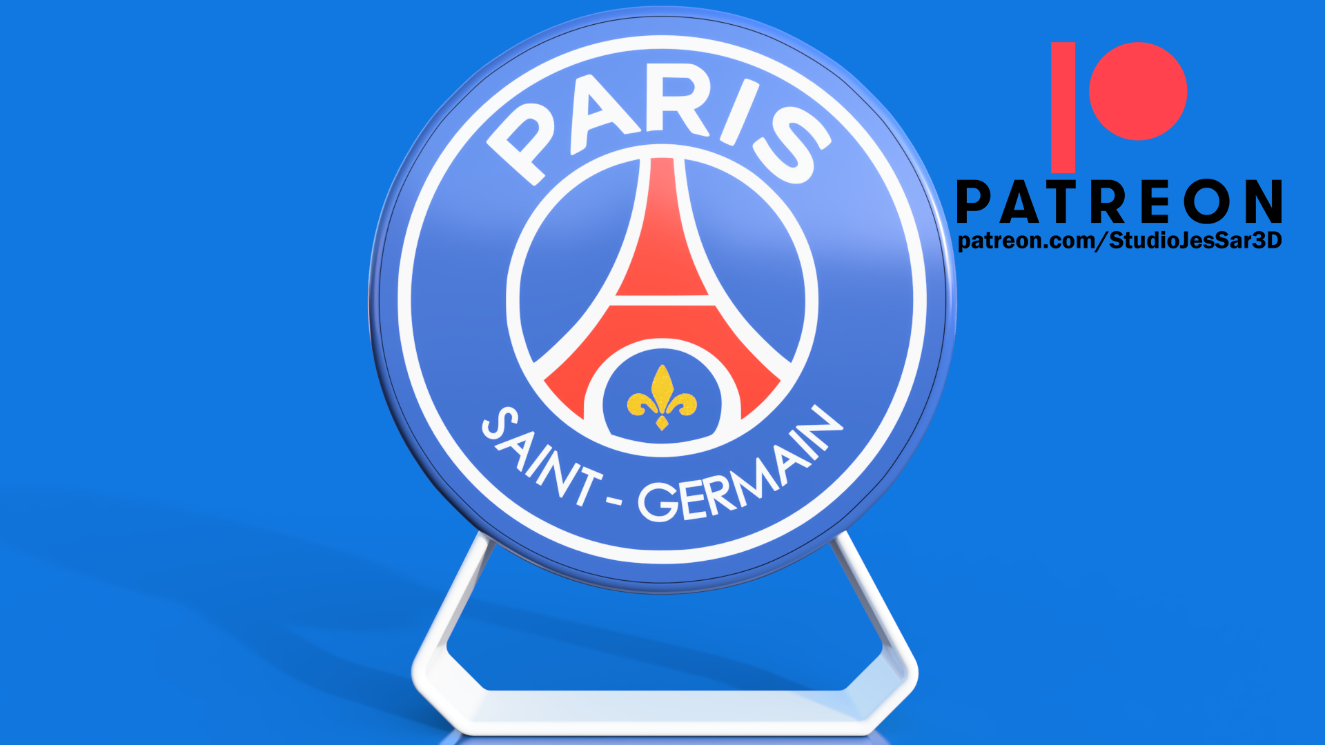 Paris sainte germain lampe v1 LED décoration PSG Saint Germain Nom football sport 3D print model - Mito3D