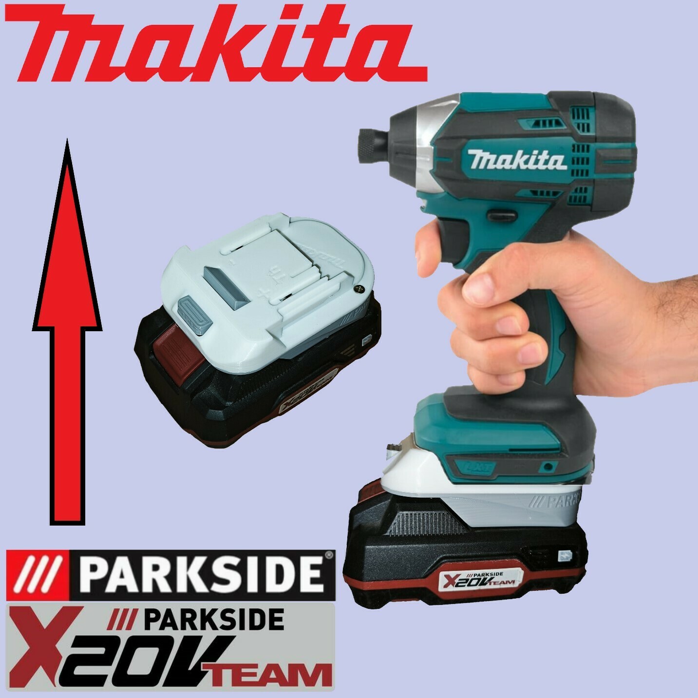 park tarafı Makita lxt araçlar x20 pil lxt18v adaptör 3D print model - Mito3D