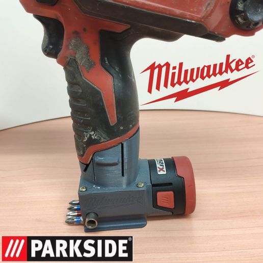 Parkside x12 Milwaukee m12 Adapter 3D print model - Mito3D