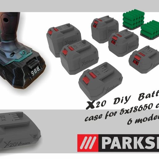 parkside x20 battery case 20v tools 3D print model - Mito3D