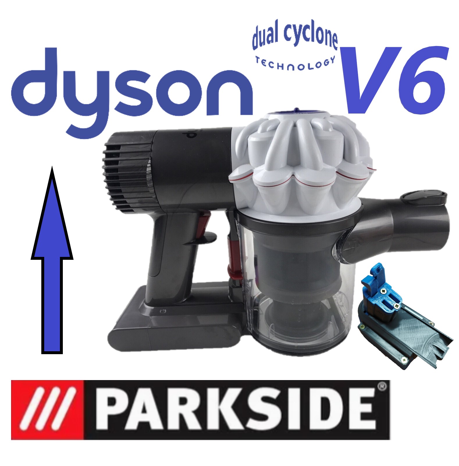 park tarafı x20 Dyson v6 pil adaptör kablosuz vakum temizleyici takım ev işi 3D print model - Mito3D