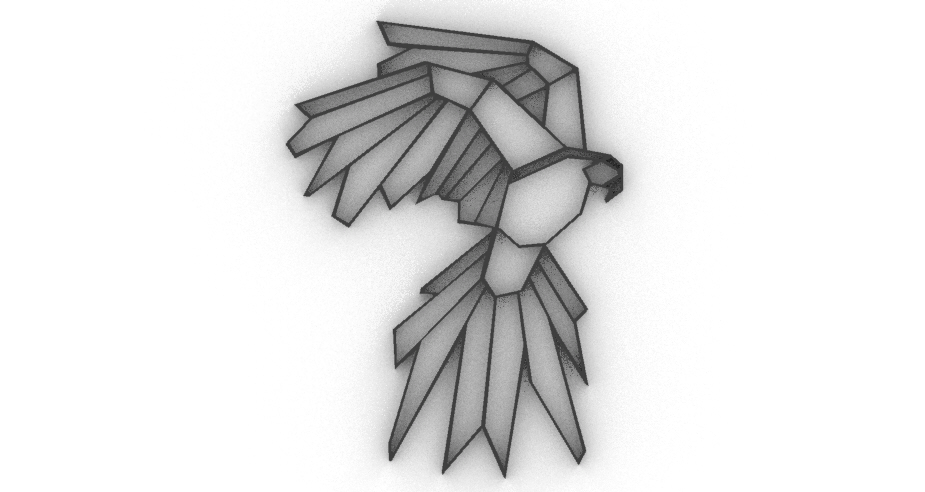 parot Kunst Dekoration geometrisch Dekor 2d Innere Design Zauberer Schlüsselbund Emblem Anhänger Mauer Logo Tier Tukan Vogel 3D print model - Mito3D