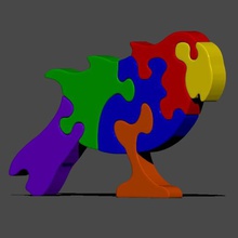 parrot jigsaw puzzle gioco bird perico ave ragazzi animale kid di giocattolo animali bambini i giocattoli bambino natura collezione stampa 3d stl obj 3d print model - Mito3D