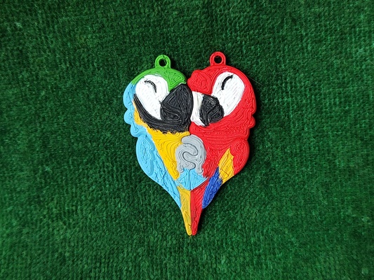 parrot matching pendants ornament bird macaw decor decoration vlentines 3d print model - Mito3D