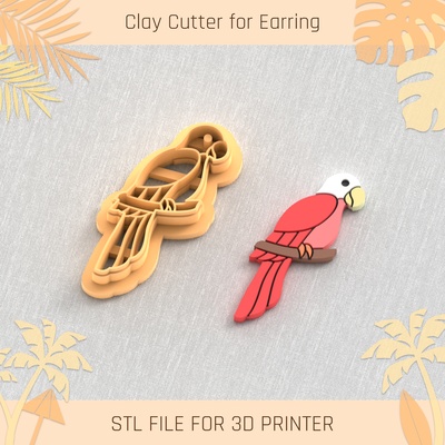 parrot summer clay cutter tools earring turtle beach shell 3d print model - Mito3D
