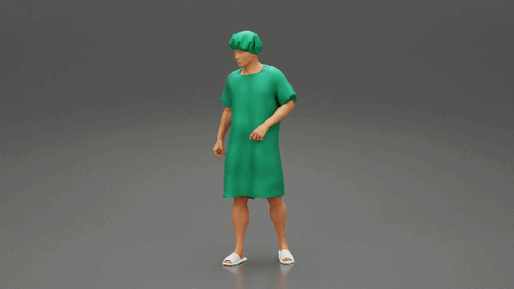 paciente hospital caminhando homem Garoto masculino corpo miniaturas personagem humano diorama miniatura figura 164 1 64 figuras impressão dioramas 3d print model - Mito3D