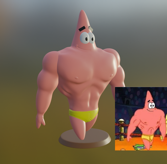 Patricio musculoso Muskel Patrick SpongeBob meme muskulös Lachen Scherz 3d print model - Mito3D