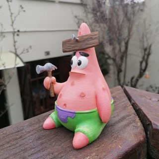 patrick Estrela figura Patrick prumo esponja Bob Esponja patrício martelo meme unha madeira 3d print model - Mito3D