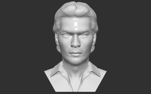 patrick swayze bust 3d printing lisa niemi dirty dancing ralph macchio jennifer grey johny castle keanu reeves celebrity actor famous hollywood tom cruise 3d print model - Mito3D