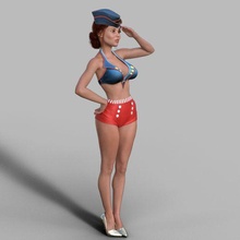 patriot pin pinup girl plane war bucket brush sexy air force 3d print model - Mito3D