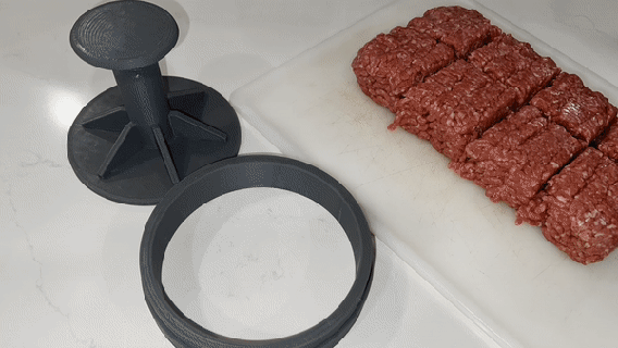 Patty basın ev Gıda burger Hamburger yemek pişirme mutfak ızgara köfteler bulaşıklar çörekler topuz 3d print model - Mito3D