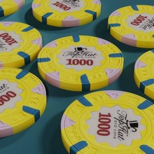 paulson chapeau 1000 poker frites Jeu jeton casino argent Vegas 3d print model - Mito3D