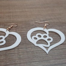 paw heart earrings jewelry fasion stylish animal 3d print model - Mito3D