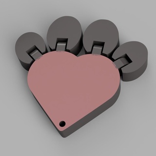 paw love - flexi heart articulate keychain pet kids gift custom name party key ring groups family keys dog cat 3d print model - Mito3D