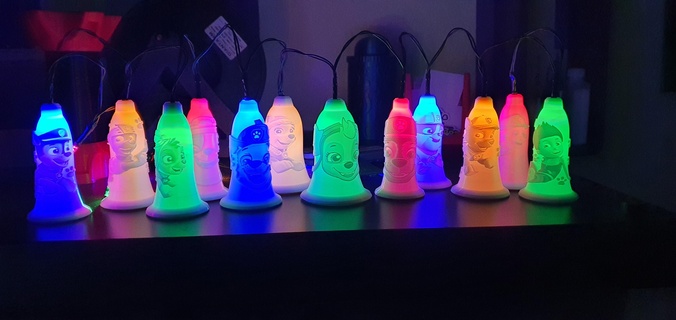 Pfote patrouillieren Licht Kette 3 Fee Lichter Lampe LED LEDs 3d print model - Mito3D