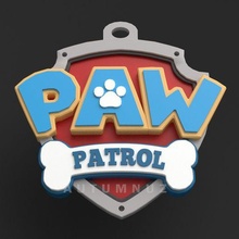 pata patrulla logo artilugio canino perro cachorros llave anillo plato 3d print model - Mito3D