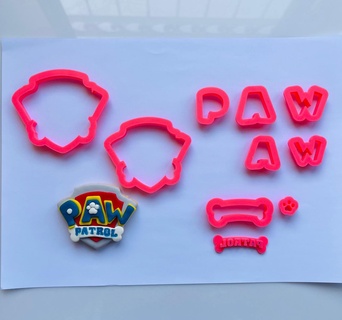 paw patroll logo cookie cutter dog patrol cookies clay fondant suger birthday kids kid party 3d print model - Mito3D