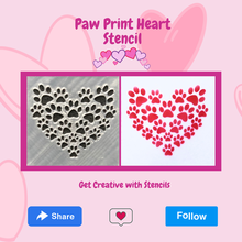 paw print heart stencil 3d print model - Mito3D