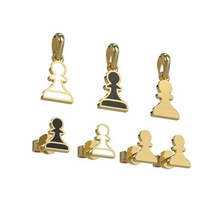 pedone pendente orecchini scacchi impostato 3d Stampa modello oro argento platino sterlina stampabile gioielleria gioiello bellissimo grande elegante sport 3d print model - Mito3D