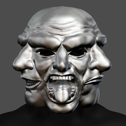 payday 2 horror mask greek tragedy cosplay stl file tool halloween devil monster creepy scary costume gamer games party three faces heist masquerade 3D print model - Mito3D