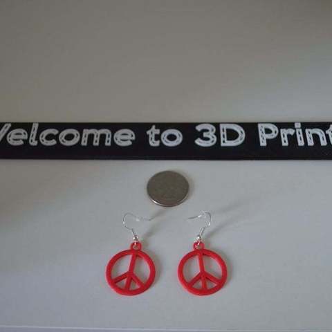 peace earrings jewelry sign earing 3D print model - Mito3D