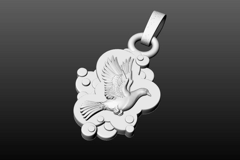 peaceful pigeon pendant pigeon pendant pigeon bird animals dove nature animal jewelry pendants necklace wings falcon wing flying birds fly art  3d print model - Mito3D