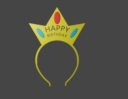 peach happy birthday headband happybirthday 3d print model - Mito3D