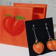 peaches earrings jewelry peach fruit poly 3d print model - Mito3D
