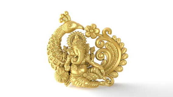 paon Ganesha 3d print modèle bijoux fichier pendentif goujat stl ganapati 3d print model - Mito3D