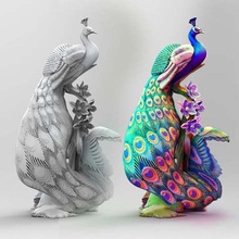 peacock2 not support printing game animals exotic bird 3d print model - Mito3D