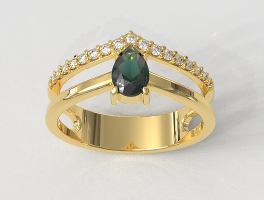 birne edelstein ring ringe gold schmuck paulorani mode klassisch modern silber diamant 3d print model - Mito3D