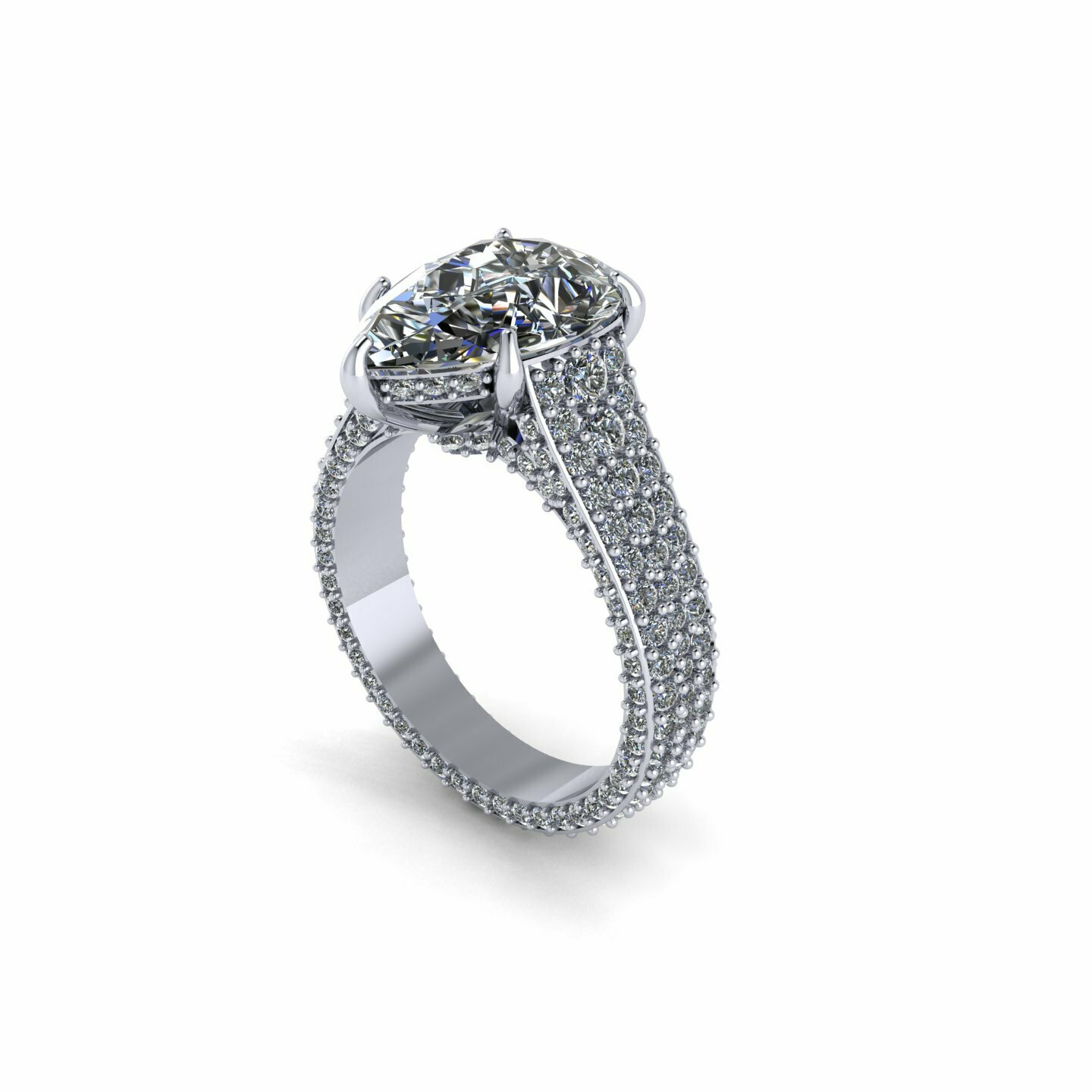 poire mariage diamant bague r2 or bijoux solitaire luxe engagement imprimable anneaux argent mode brillant platine Budha cnc 3D print model - Mito3D