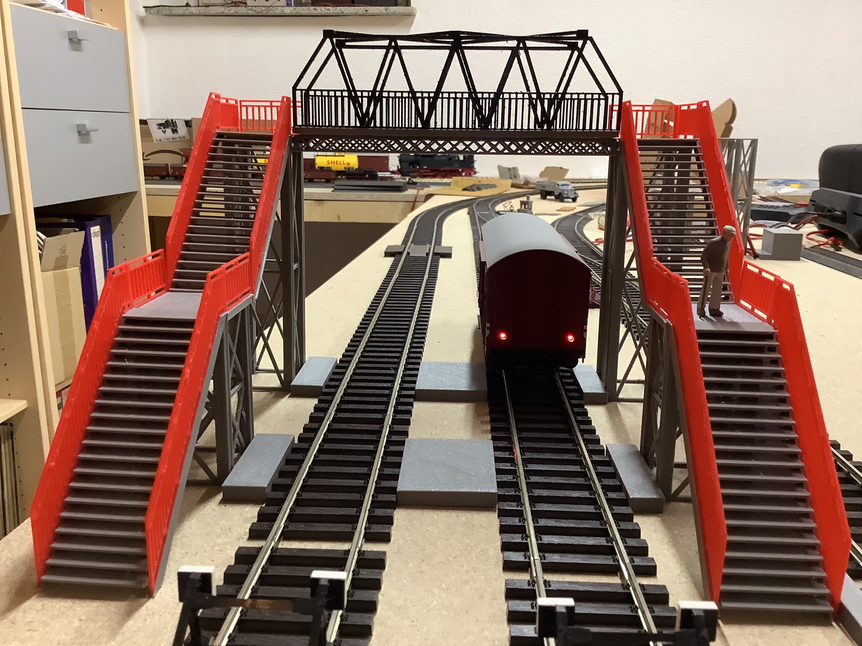 Fußgänger Brücke Spur 0 1 45 Eisenbahn Modell track0 Herstellung Moba Spuren Architektur 3D print model - Mito3D