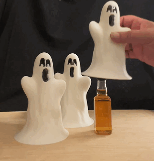 peek booze shell game ghost hidden bottle toy non flexi fast print supports halloween spooky cute haunted drinking 3d print model - Mito3D