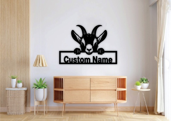 asomando cabras personalizado firmar láser cortar hogar casa cabra svg png eps clipart cara cuernos silueta granja animales vector archivos instante descargar 25 haz plantillas cnc pared arte metal expediente cricut lindo animal campo cabeza logo 3d print model - Mito3D