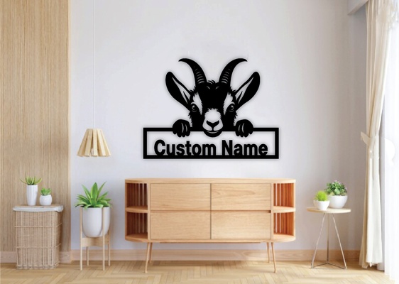 asomando cabras personalizado firmar láser cortar hogar casa cabra svg png eps clipart cara cuernos silueta granja animales vector archivos instante descargar 25 haz plantillas cnc pared arte metal expediente cricut lindo animal campo cabeza logo 3d print model - Mito3D