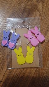 peep bunny easter spring earrings decorations cute peeps bunnypeeps decor holiday 3D print model - Mito3D