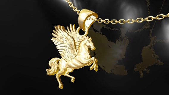 pegas gold pendant jewelry 3d print model 3d print model - Mito3D