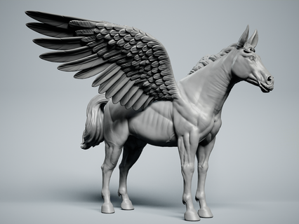 pegasus horse mule nag stallion flying mythology greek body figure fantasy fictional creature illustration mythical bridle animals mammal 3d print model - Mito3D