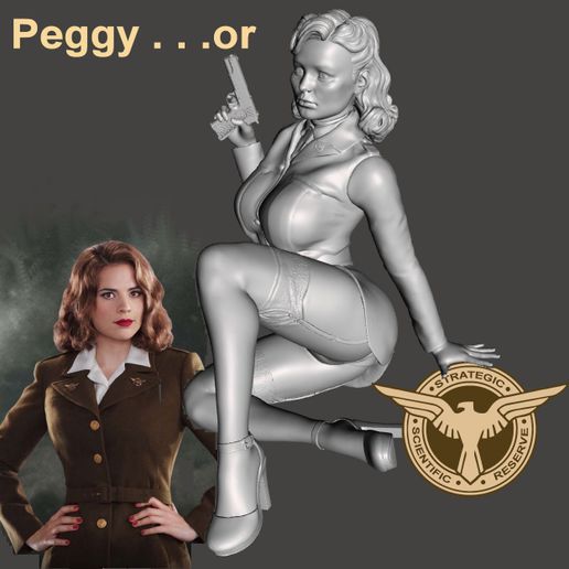 peggy betty uniform pinup - sparx art carter agent bettie marvel pin bombshell female woman pose 3D print model - Mito3D