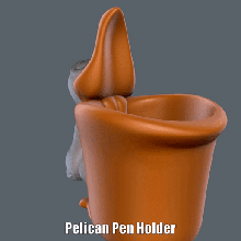 pelican pen holder easy print support cute animal animation desk office house organize cartoon figure model sculpture supportless 3d print model - Mito3D