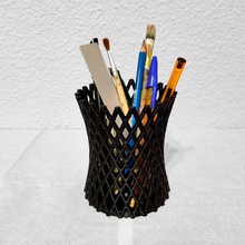 pen holder home pencil penholder pens black pla geometry curve 3d print model - Mito3D